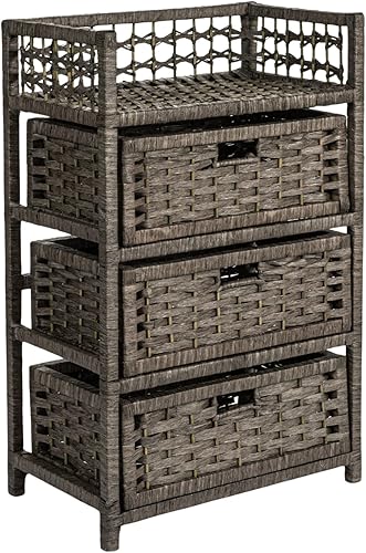 Miniatura 6 de Cajonera de mimbre y cuerda de papel Household Essentials, con 3 cajones