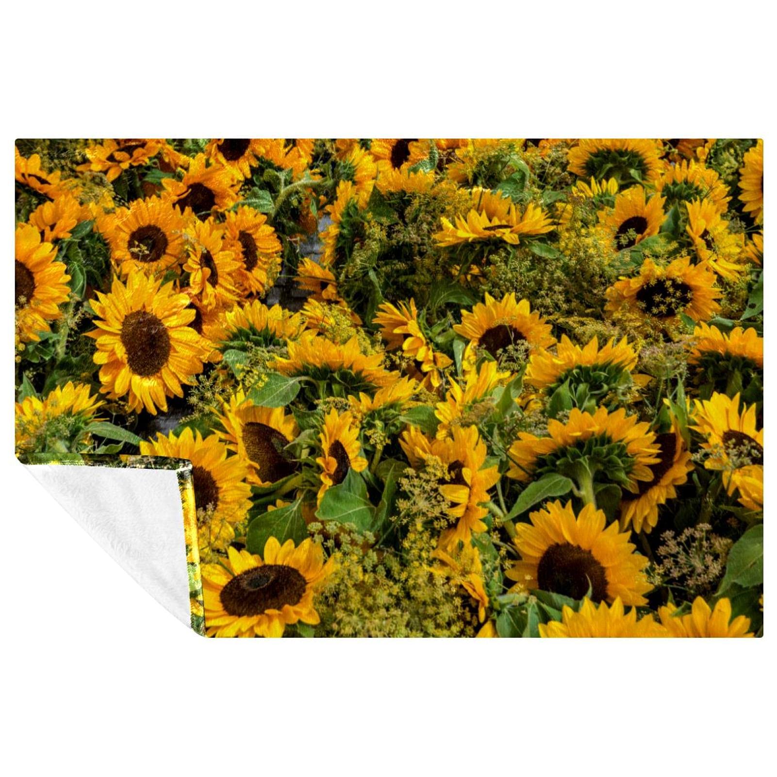 Couverture douce hélianthus haut de gamme jeté de lit design floral