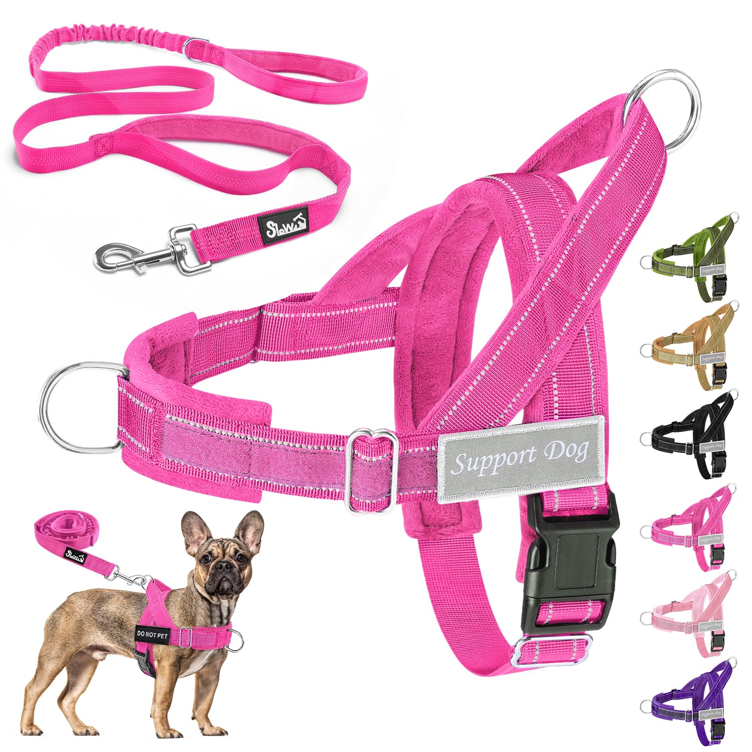 Eyein No Pull Harness for Dogs - Heavy Duty Soft Padded Pet Vest and Lead Set for Medium Large Dog, Adjustable Reflective Anti-pull with Front Clip for Walking Training(Fuchsia,L) — image 1