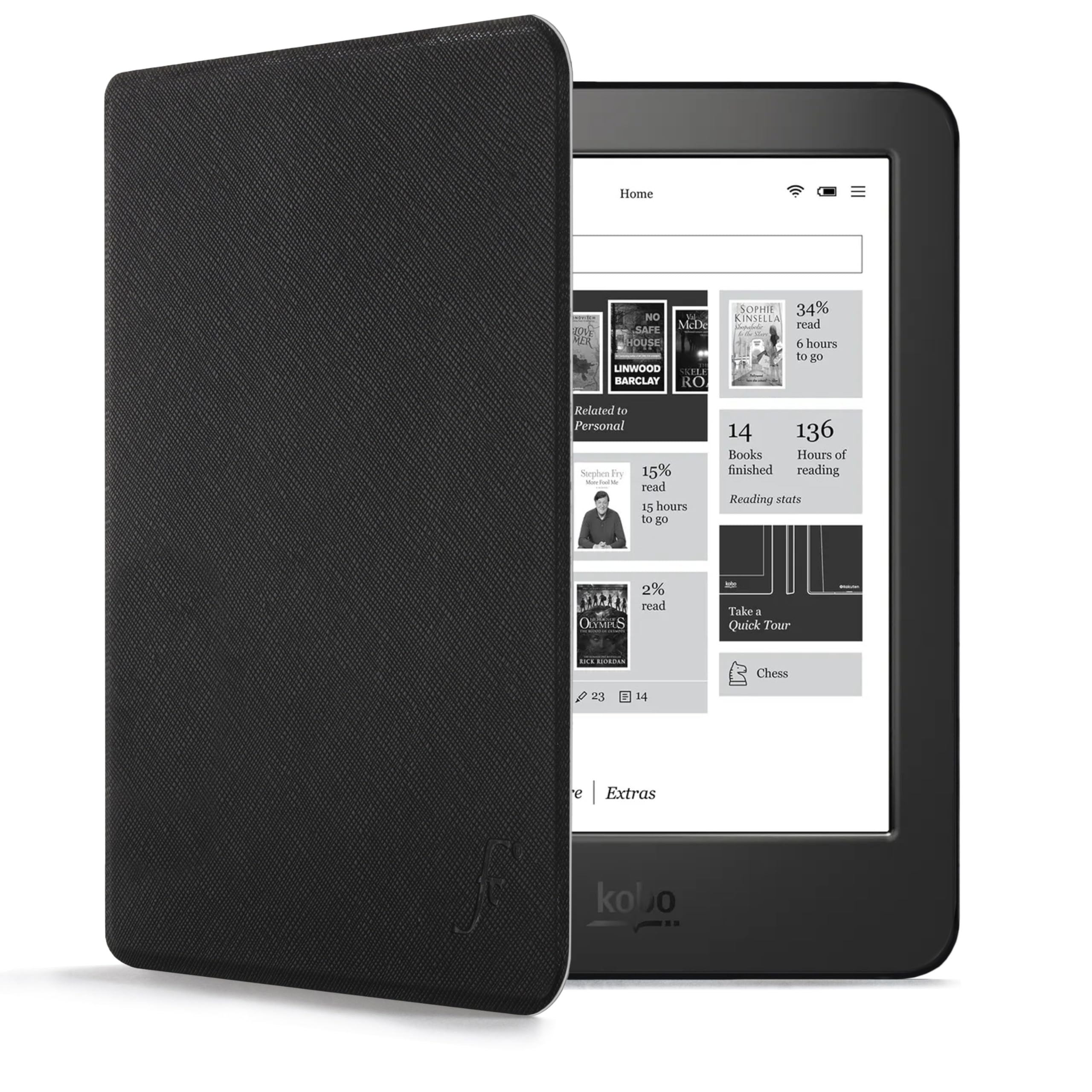 Forefront Cases Étui pour Kobo Aura H2O Edition 1 (Modèle: 2014) - Mince et Léger, Fonction Automatique Veille/Réveil Intelligente Étui, Coque de Protection pour Kobo Aura H2O Edition 1 - Noir