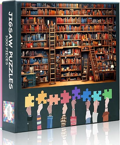 Vintage Library - Rompecabezas de 1000 piezas para adultos, estantería llena de muchos libros, rompecabezas de collage de aprendizaje y educación,
