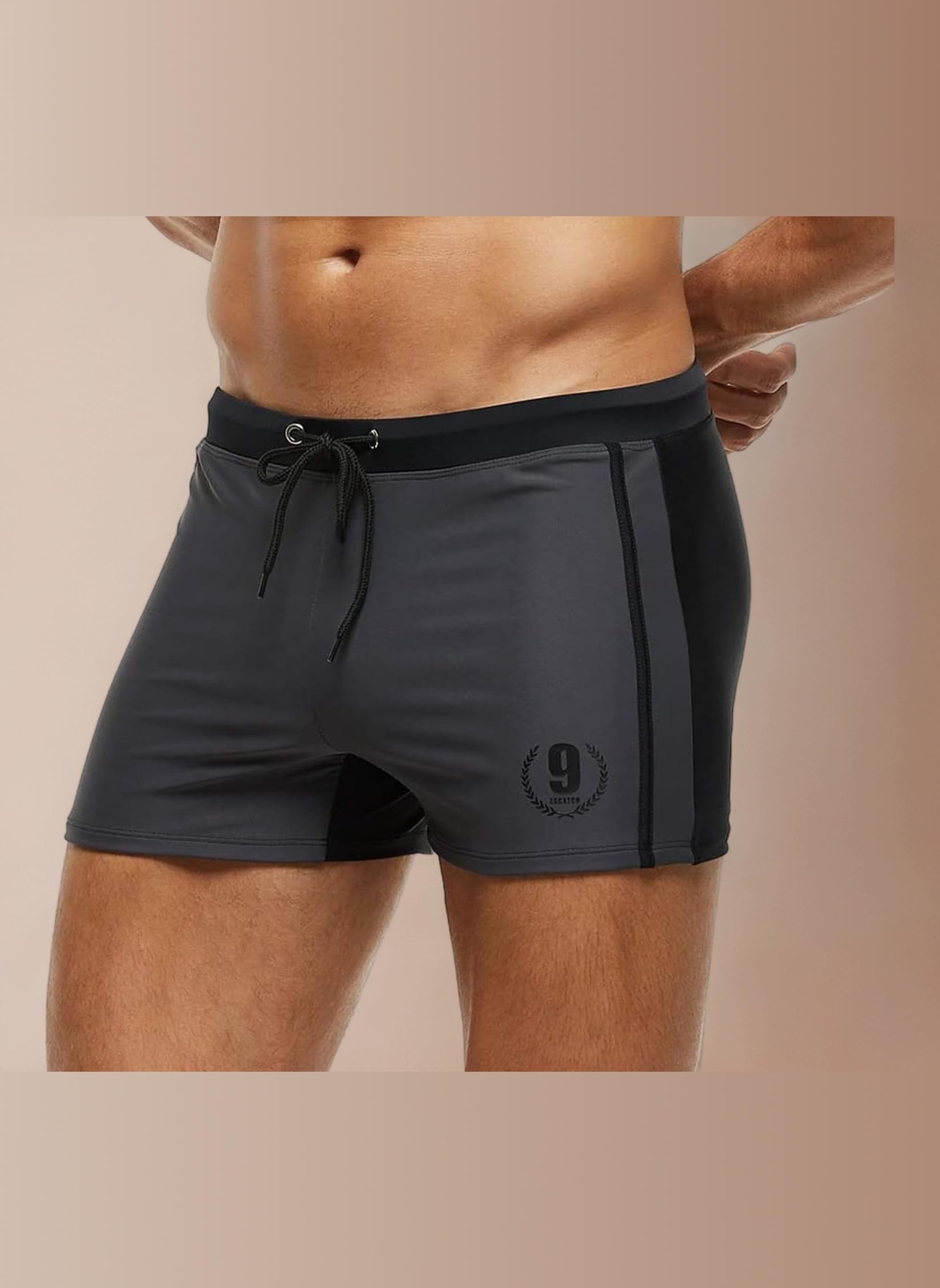 Men's Swimming Trunks Shorts Sport Boxer Swimwear Boxers Underwear Drawstring Summer Beach Board Shorts Elastic Swimsuit Bottom