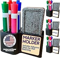 Vista 11 de Soporte magnético para marcadores para pizarra blanca – Crea acceso instantáneo a accesorios de pizarra blanca – Capacidad para 4 marcadores