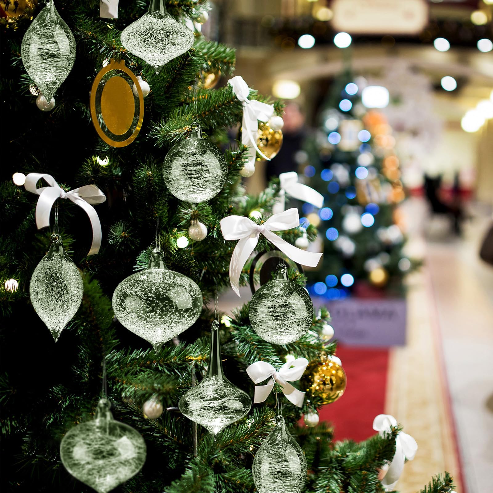 36 Palline Di Natale In Vetro Soffiato Trasparente – 3 Cm, Iridescenti, Con Cordino, Per Albero E Decorazioni