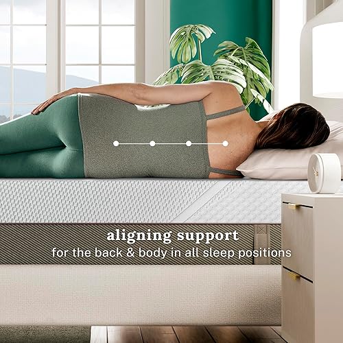 Miniatura 4 de Sleep Innovations Marley - Colchón de espuma viscoelástica de gel de té verde de 12 pulgadas, tamaño California King, cama en una caja, sensación