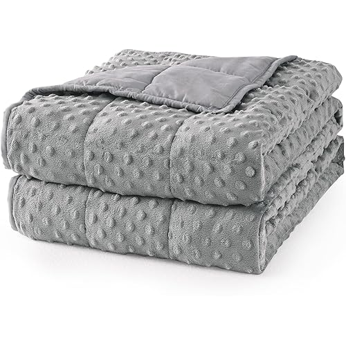 Mr. Sandman Weighted Blanket for Adults Queen Size 15 lbs, Soft Cooling Heavy Minky Blanket for Sleep, Washable Throw Blanket with Glass Beads, 60 x 80 Inches, Grey