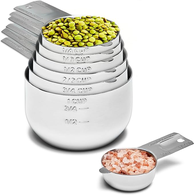 Measuring Cups and Spoons Set of 7 Stainless Steel
