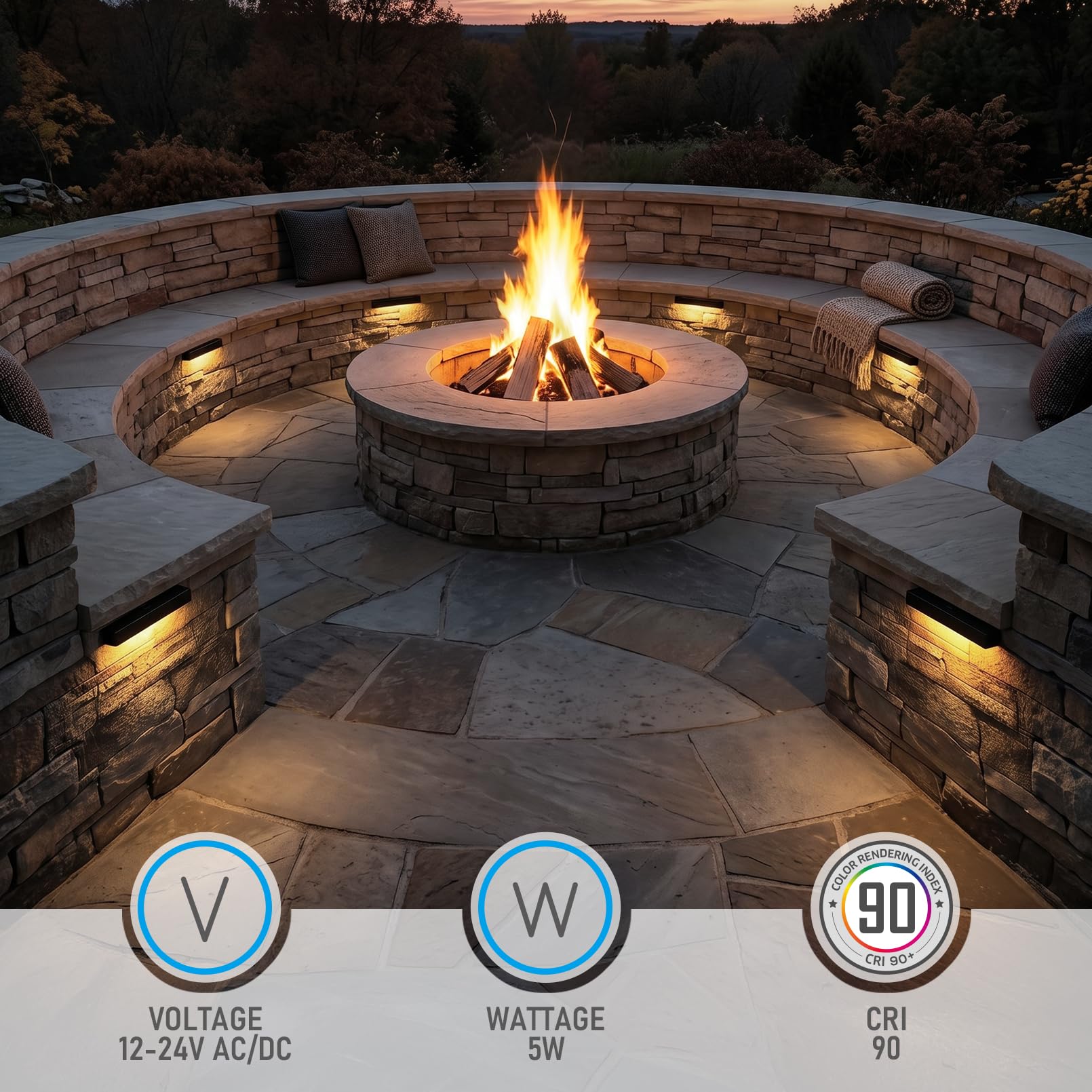 LEONLITE 8-Pack Premium Series 5CCT 7 Inch LED Hardscape Lighting Swivel, 2200K/2700K/3000K/4000K/5000K Selectable, Retaining Wall Light Low Voltage, 12V Paver Light, 4.5W Outdoor Step Light, ETL