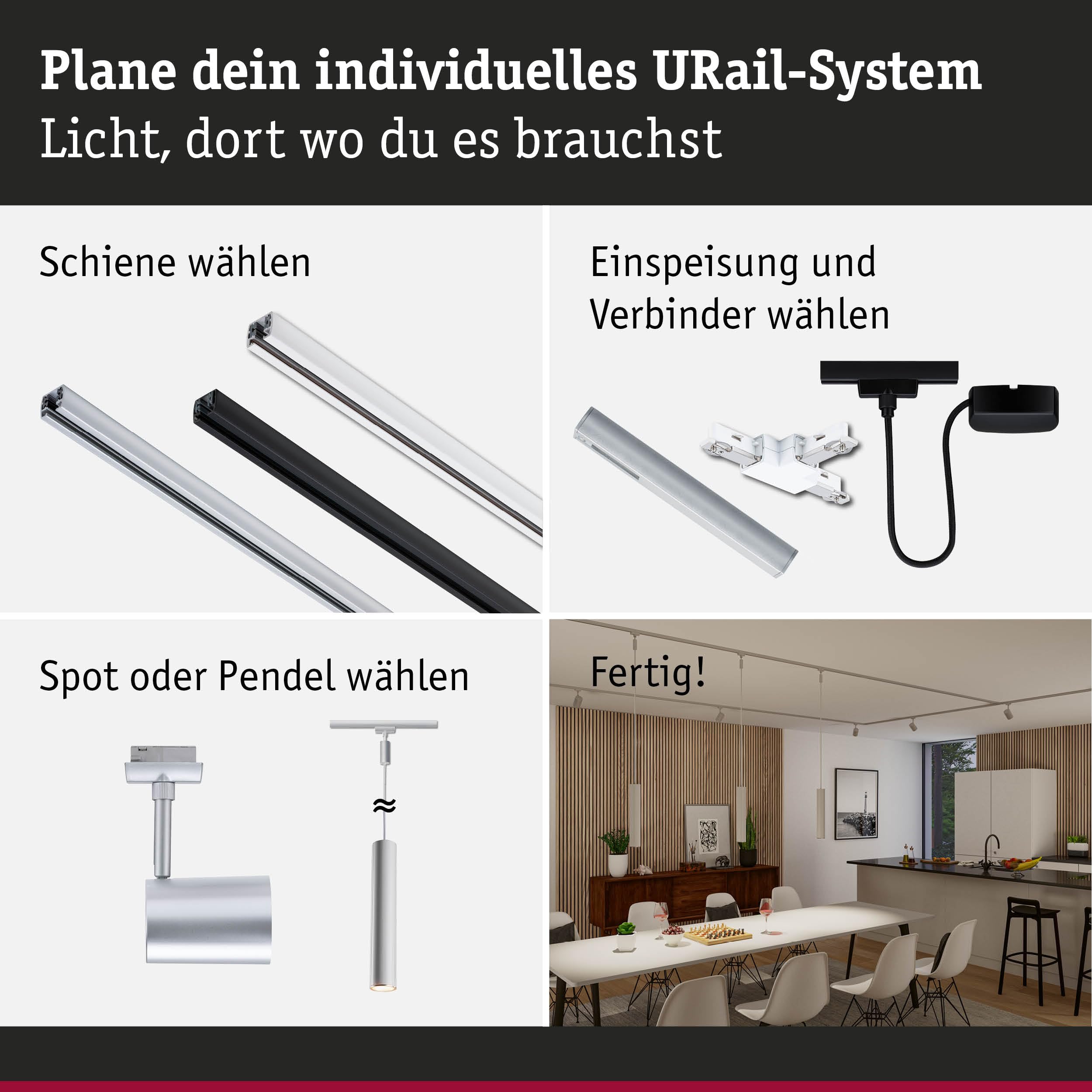 Paulmann 95673 URail Schienenadapter Zigbee 3.0 Dimm/Switch 240x21 mm max. 50W Chrom matt