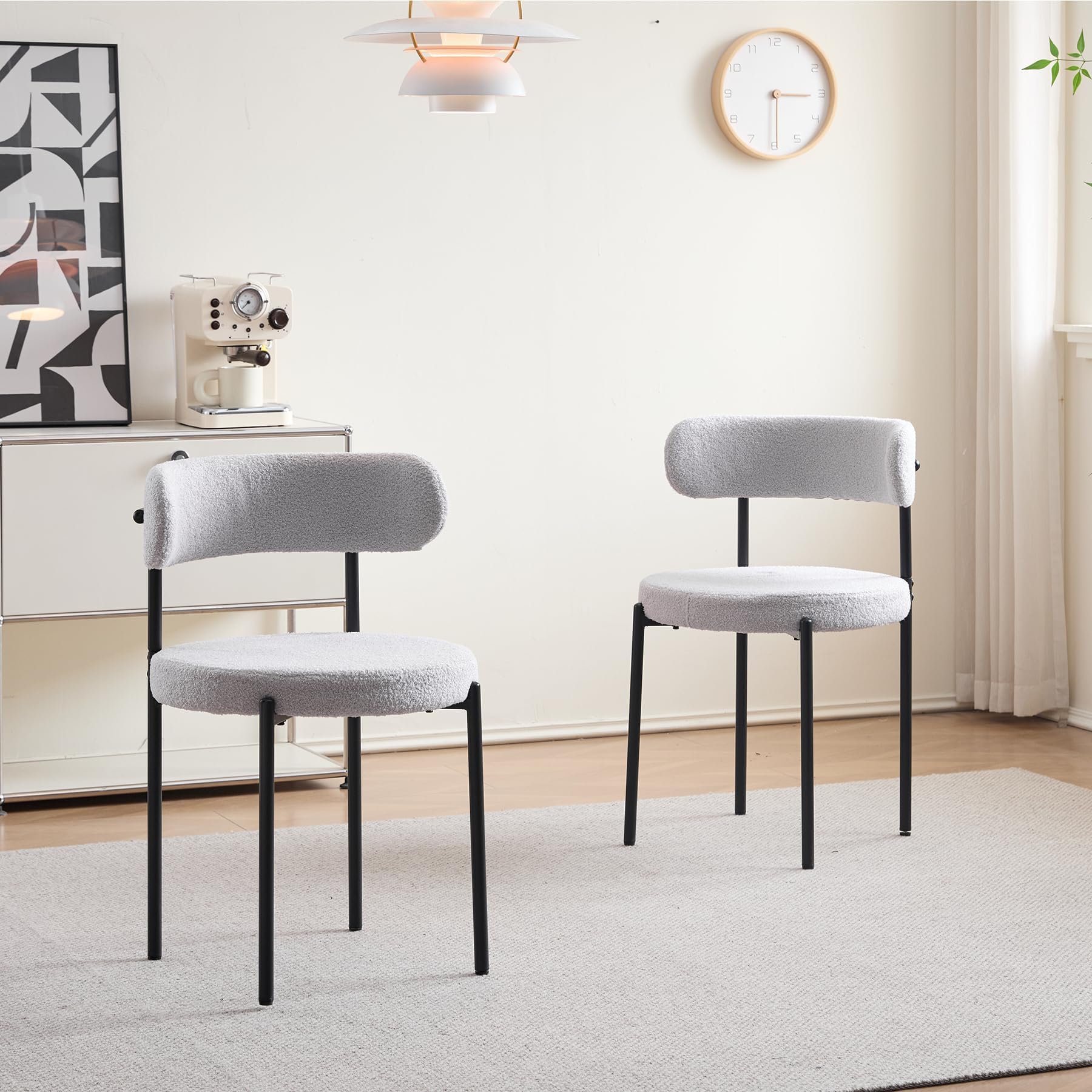 GrandCA HOME Set di 2 Sedie da Pranzo con Seduta Imbottita in Velluto a Coste, Sedie da Cucina Moderne con Gambe in Metallo, Grigio