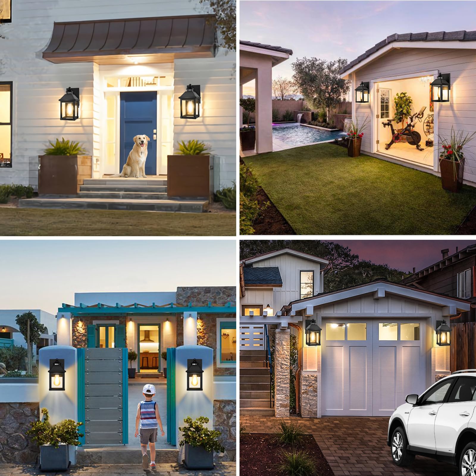 AEQ Solar Veranda Lichter Außen, Solar Wandleuchte Außen mit Bewegungssensor, Wasserdichte Wandleuchte mit Klarem Panel für Garage, Veranda, Hof, Haustür