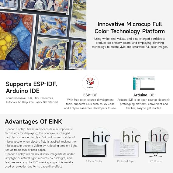 KLAYERS 13.3inch Full Color E-Ink Display with ESP32-S3 Driver Board, E Ink Spectra 6, Audio Codec