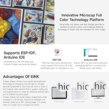 KLAYERS 13.3inch Full Color E-Ink Display with ESP32-S3 Driver Board, E Ink Spectra 6, Audio Codec