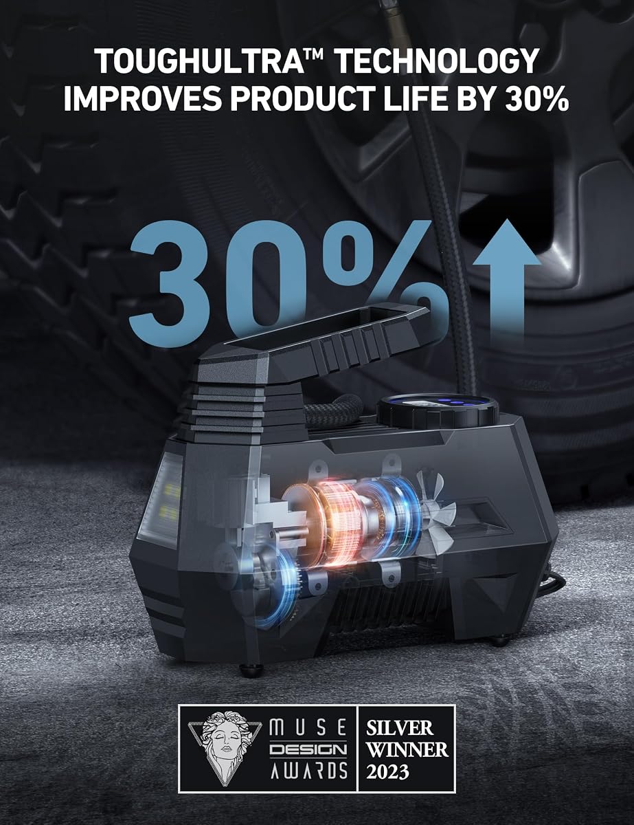 AstroAI Tyre Inflator Air Compressor 12V DC, 35LPM 100W Powerful Portable Car Tyre Pump Auto-Stop with Digital Pressure Gauge