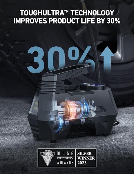 AstroAI Tyre Inflator Air Compressor 12V DC, 35LPM 100W Powerful Portable Car Tyre Pump Auto-Stop with Digital Pressure Gauge - 1