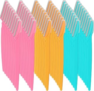 Eyebrow Razor, 54 Pcs Eyebrow Razors with Safety Cover, Face Razor for Women and Man Smooths Away Peach Fuzz, Easy to Use Eyebrow Knife for Trimming and Shaping Eyebrows(3 Colors)