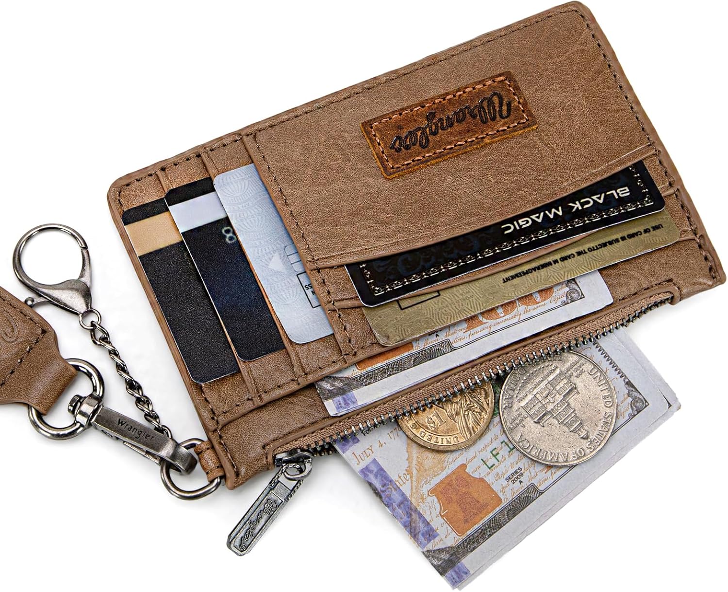 Montana West X Wrangler RFID Credit Card Holder Small Card Wallets for Women Slim Wallet Keychain Women Card Holder with Wristlet Strap - Image 4
