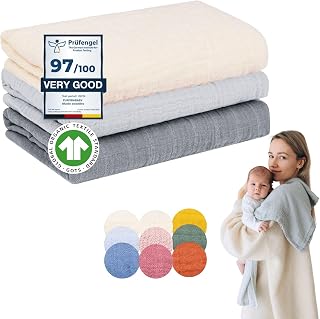 Baby Muslin Cloths, Cheesecloths 80x80cm GOTS Organic Cotton | Swaddles Baby Muslin Cloths - Absorbent, Reusable Burp Cloths, Washcloths | Newborn Boy Girl