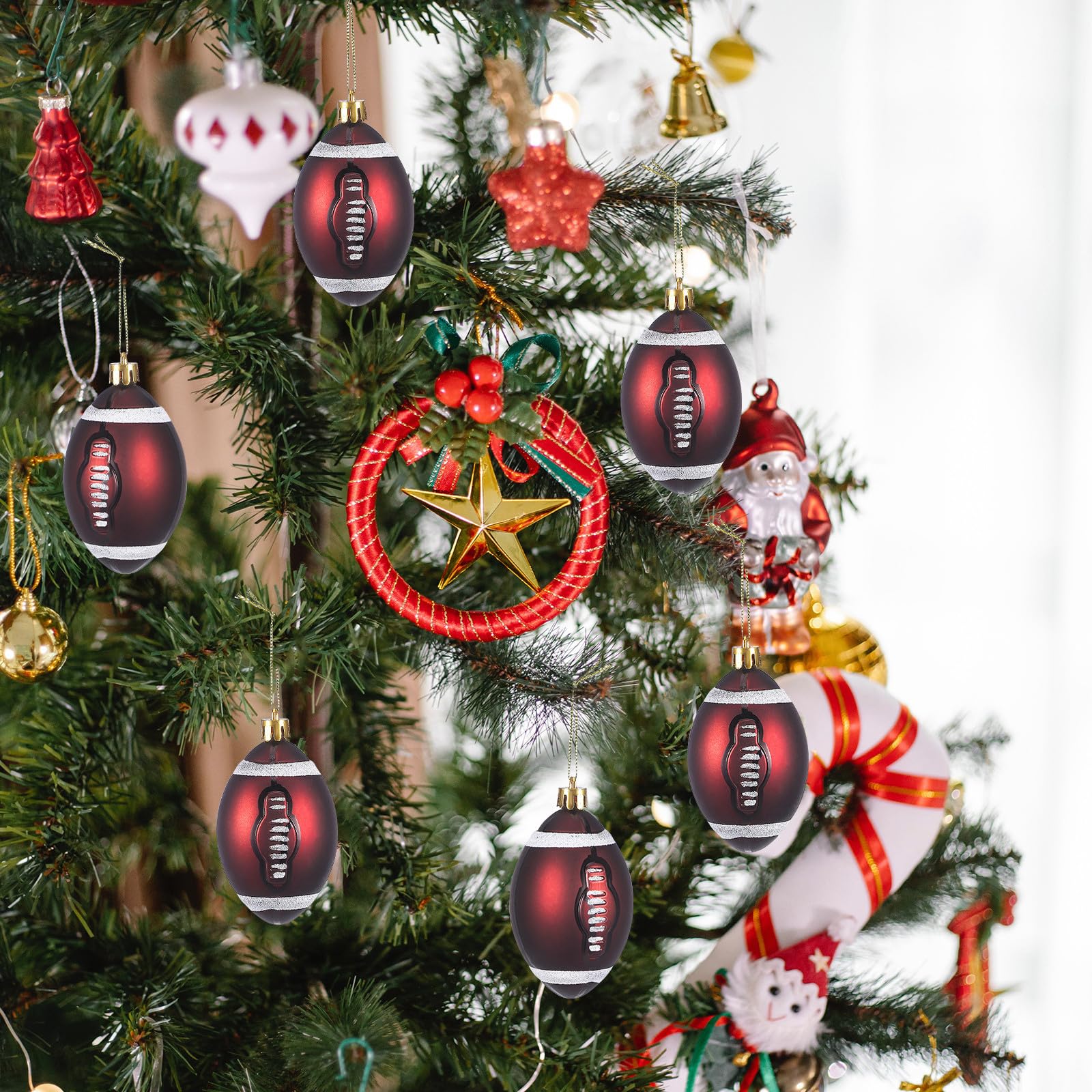 Große Rugby Zarte und Niedliche aus Kunststoff 6cm Weihnachtskugeln 6 Stück Christbaumkugeln für Weihnachtsbaum und Partydekoration an Zweigen