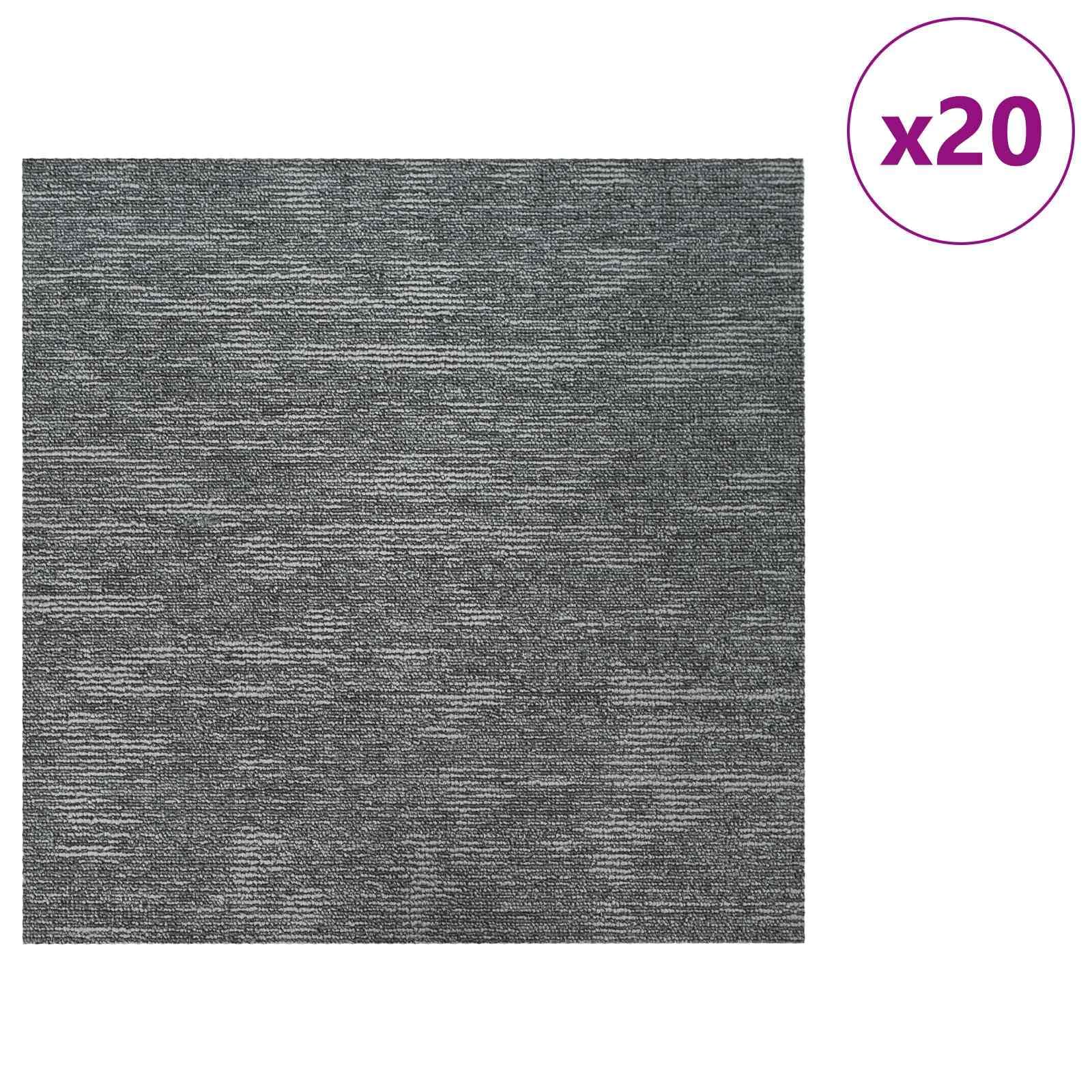 Piastrelle di moquette, grigio rock, 50 x 50 cm, 20 pezzi, in polipropilene e bitumine, per interni, isolamento acustico, ristrutturazione, posa, per soggiorno e camera da letto