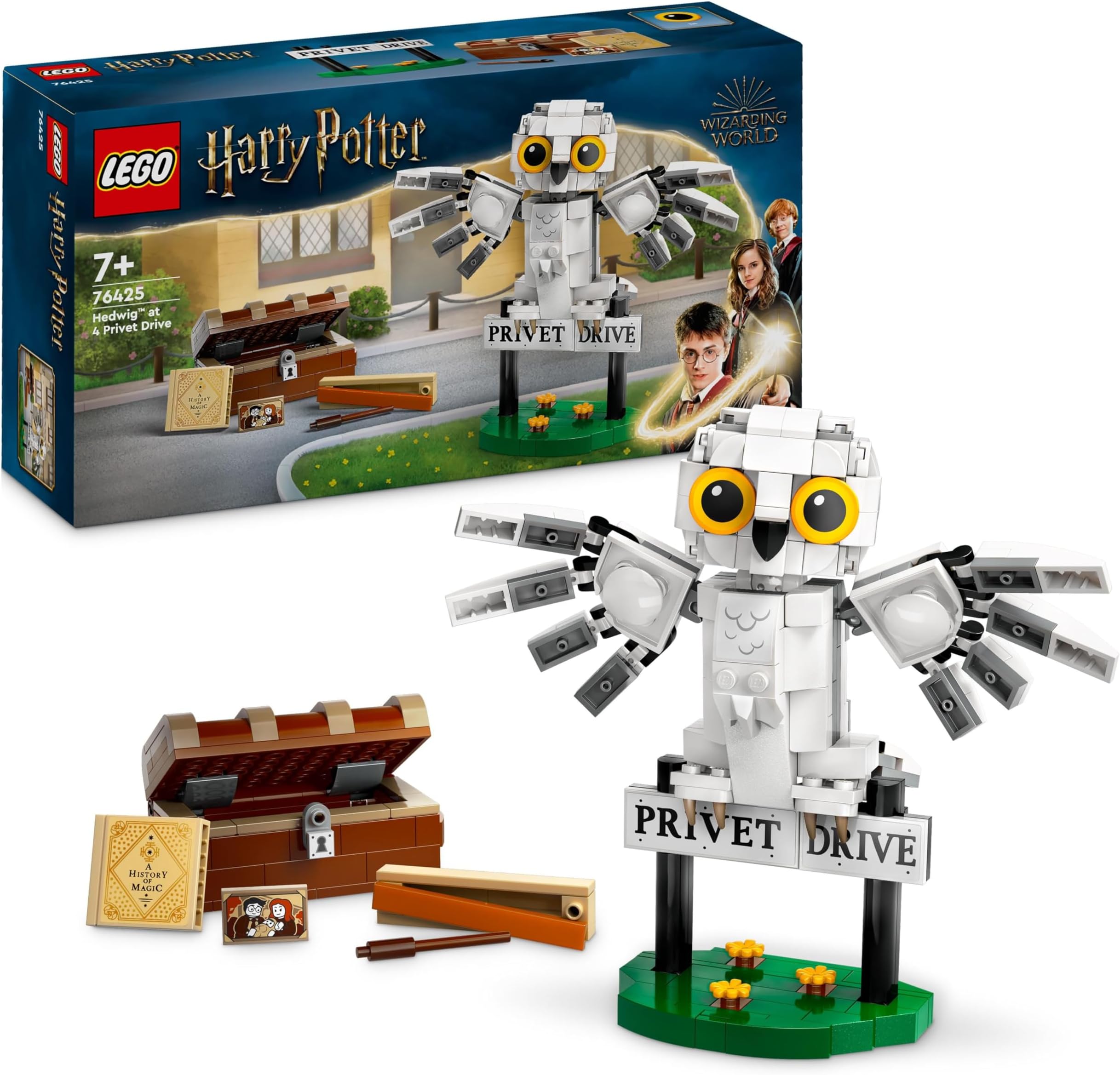 Harry Potter Hedwig at 4 Privet Drive, Buildable Toy for 7 Plus Year Old Kids, Girls & Boys, with an Owl Figure, Independent Play Set, Small Wizarding World Gift Idea 76425