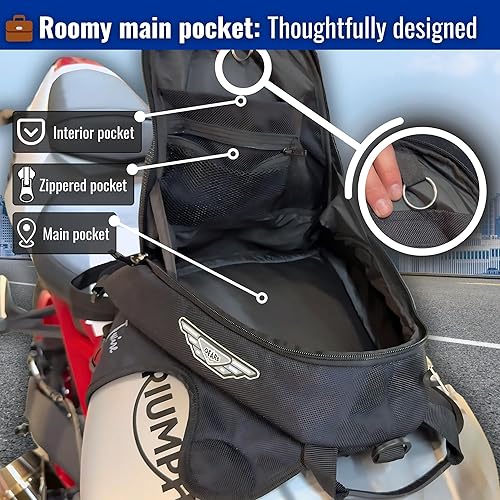 Miniatura 9 de GEARS iWire - Bolsa magnética para tanque de motocicleta con ventana de plástico transparente para interacción con teléfonos inteligentes, equipaje