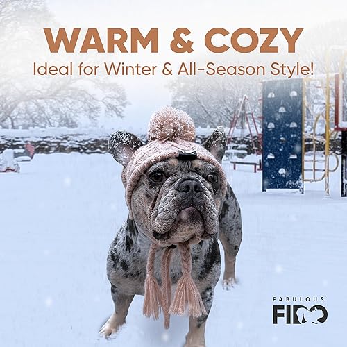 Miniatura 3 de Fabulous Fido CozyEars - Sombrero clásico de punto para perro, sombrero de invierno con agujeros para las orejas y fijación de barbilla ajustable