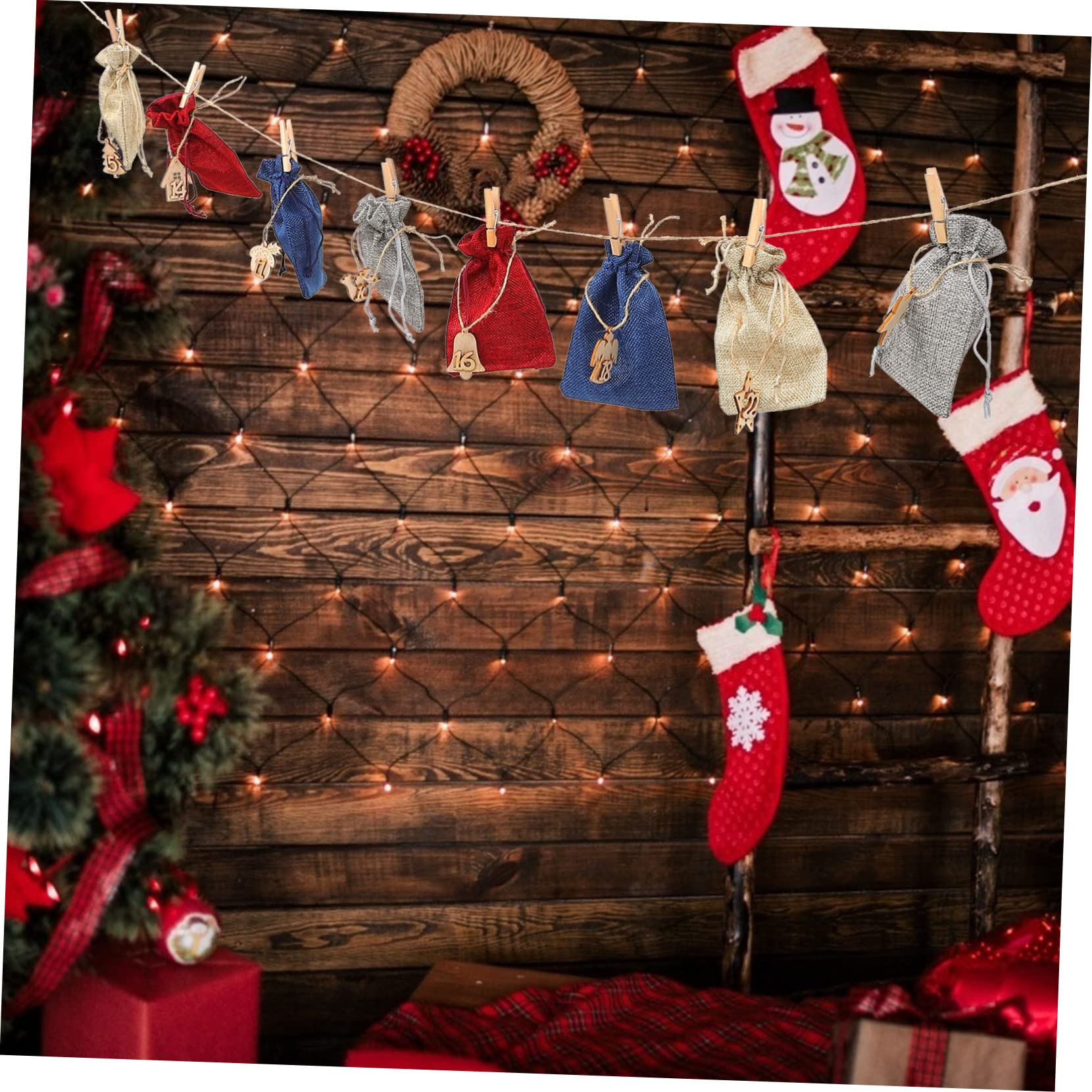 Beavorty 3 Set Di Sacchetti Per Feste Di Natale Con Calendario Sacchetti Appesi Con Coulisse