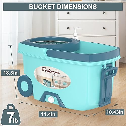 Miniatura 8 de Sistema de trapeador giratorio y cubo, trapeador y cubo con juego de escurridor, trapeadores para limpieza de suelos, herramientas de suministros