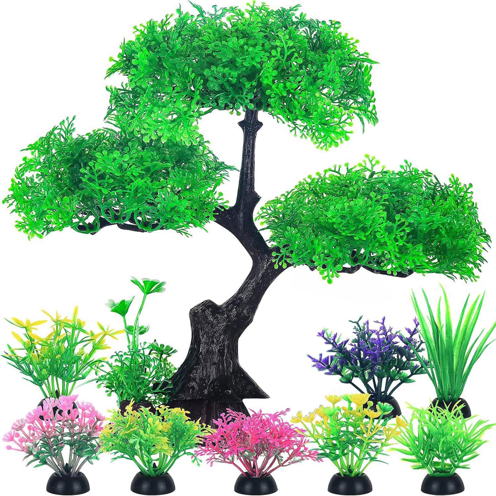 XuQiZZpp 10 Pcs Artificial Green Aquatic Plant Small Aquarium Decors Landscape for Beautify Aquariums Landscaping Hiding Aquarium Decorations