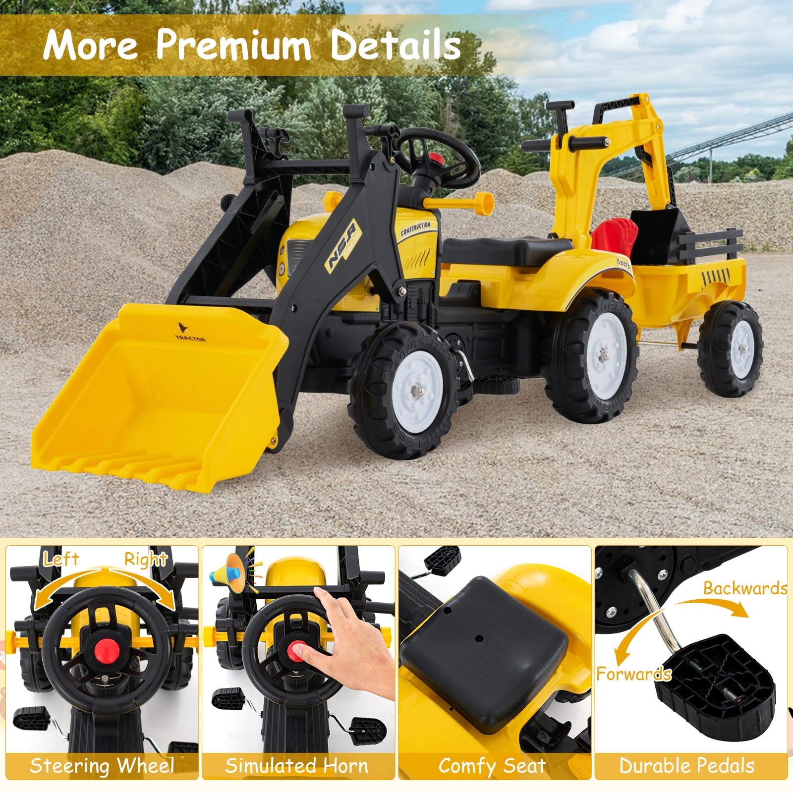 Tractor A Pedales Para Niños Tractor De Pedales Con Pala