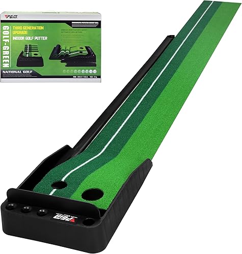 PGM Putting Green Indoor, Putting Matt for Indoors Golf Putting Mat with Auto Ball Return - Golf Mats Practice Indoor Golf Game for Home and Office