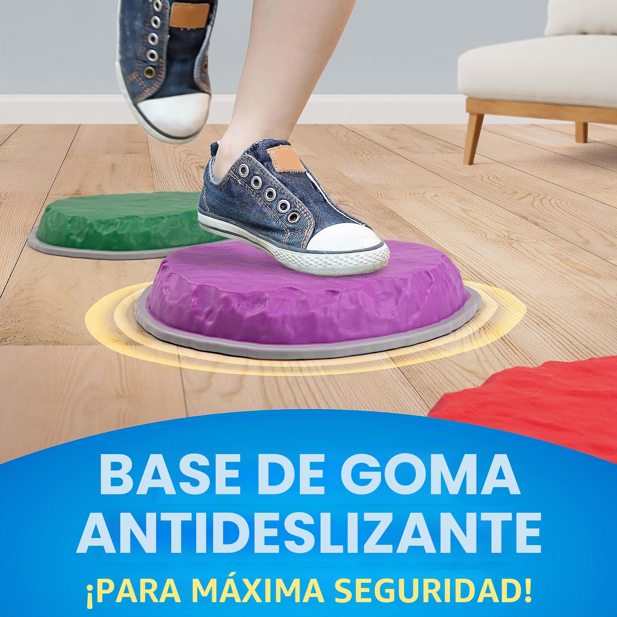 Blue Marble National Geographic Piedras de Equilibrio para Niños - 10 Piedras Duraderas Antideslizantes para Desarrollar Habilidades Motoras y Equilibrio