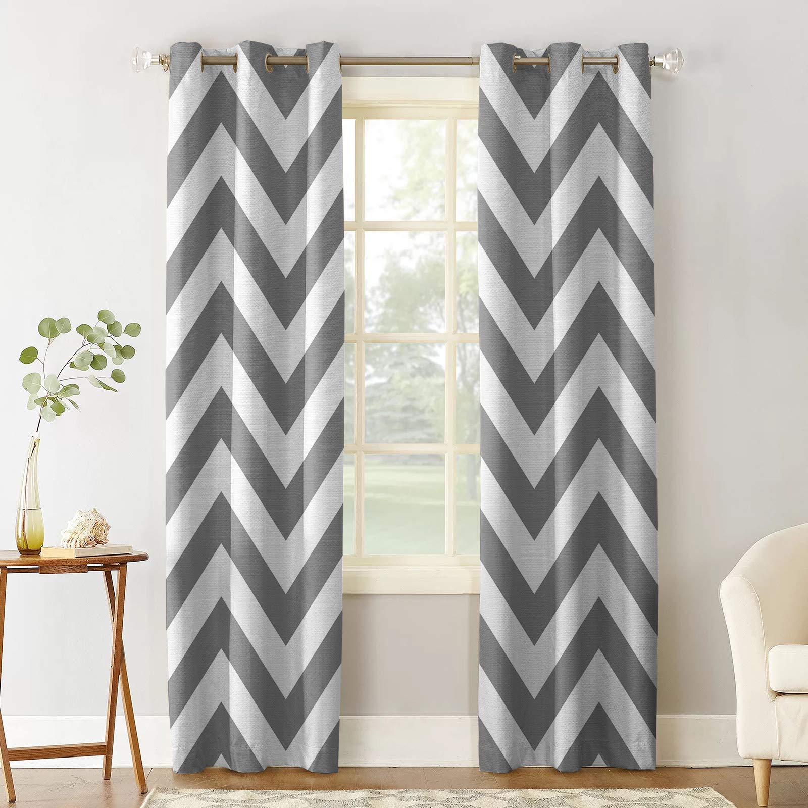 Grey Chevron Bedroom Curtains