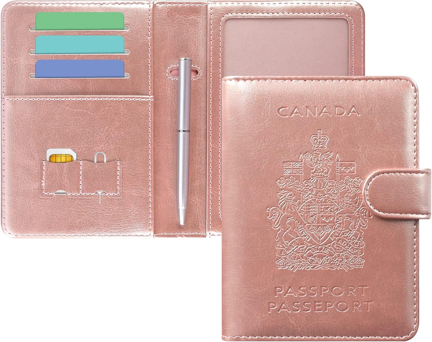 DMLuna Passport Holder Premium PU Leather Travel Passport Wallet RFID