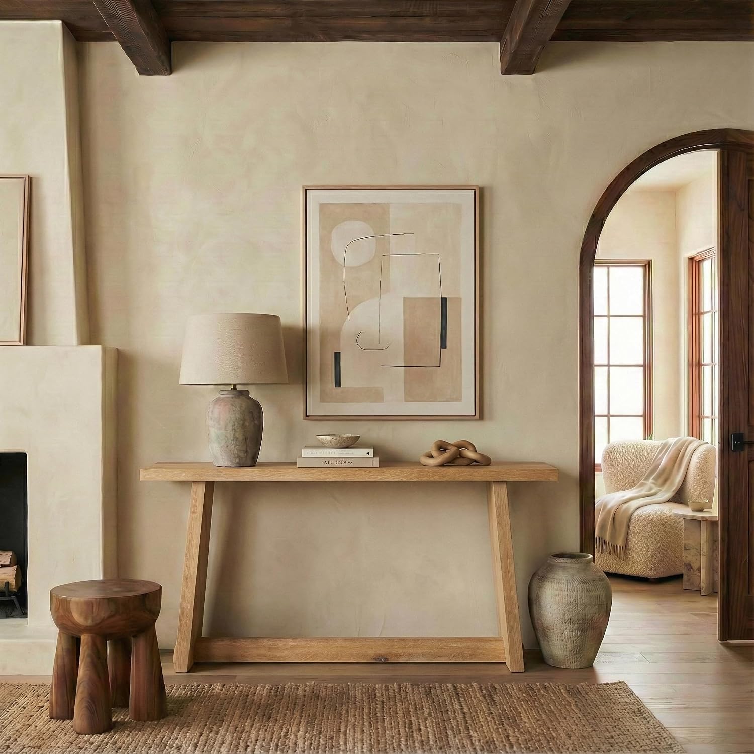 SAFAVIEH Couture Collection – Maliq Natural Console Table, Modern Entryway Accent Table with Clean-Lined Design (SFV4272A)