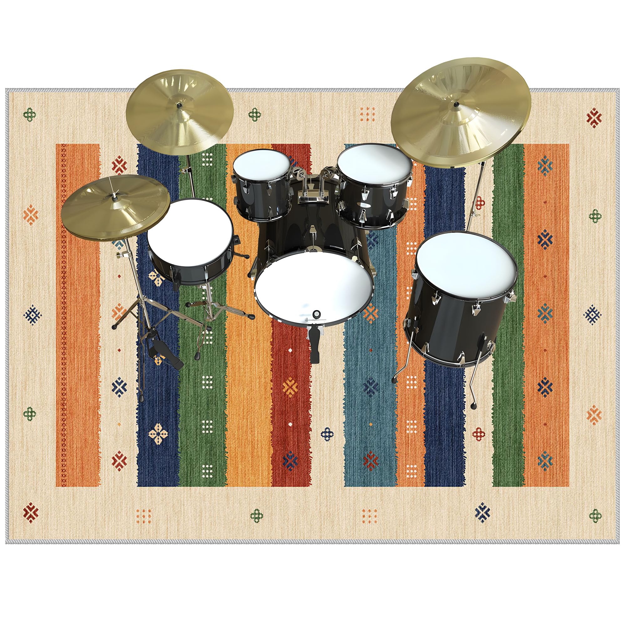Tappetino per Batteria e Percussioni Tappeto Batteria Tappeto a Tamburo Insonorizzato Tappeti Rettangolari Antiscivolo per Batteria Elettroniche Rullante Acustica Grancassa Drum Carpet 200 x 160 cm