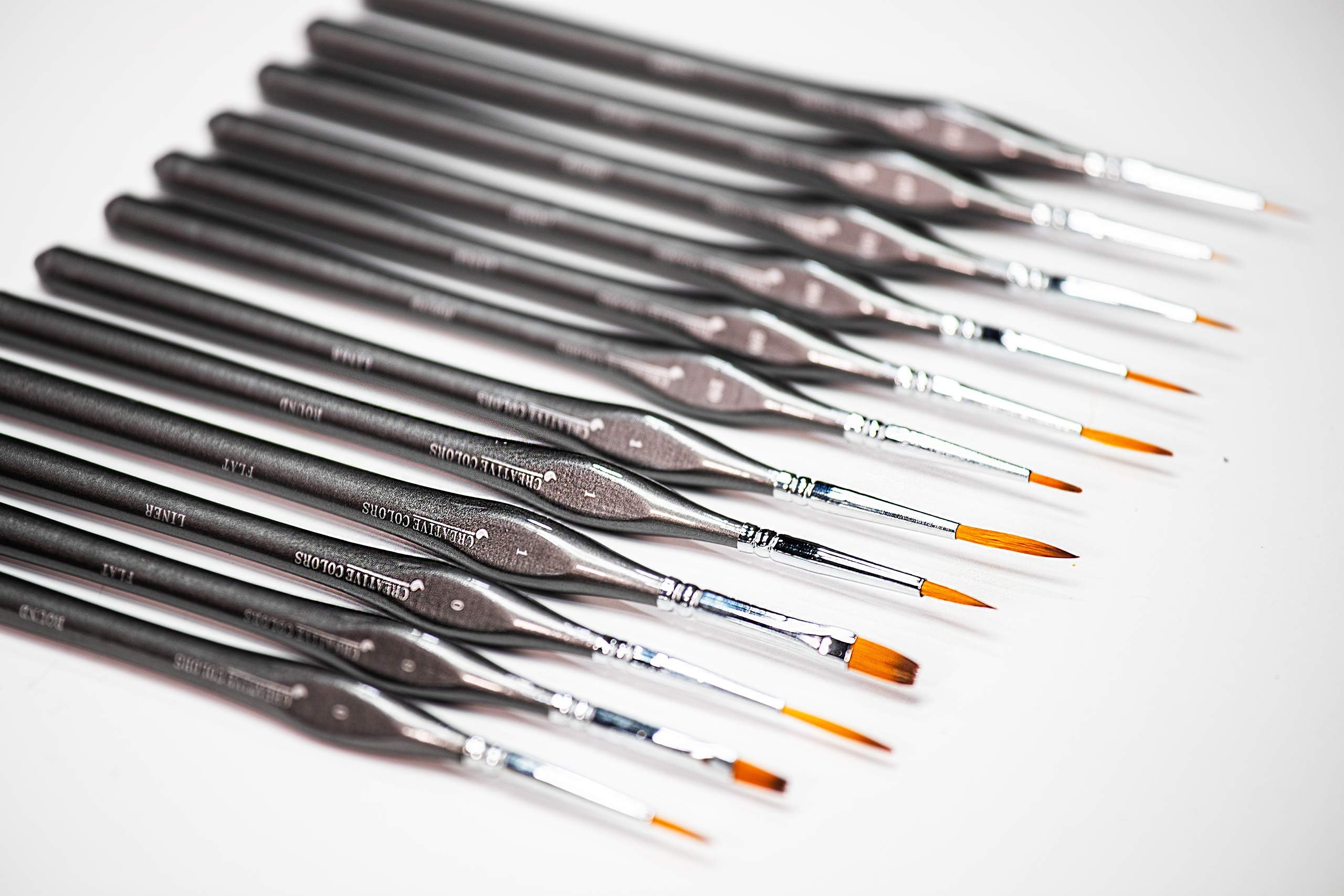 - Miniature Paint Brush Set – 12 Fine Detail Brushes with Travel Case & Mini Palette | Professional Detail Brush Kit for Acrylic, Watercolor, Models, Miniatures, Crafts & Paint by Numbers
