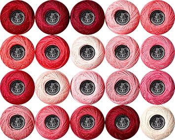 Soft 20 Colors Classic Crochet Thread 20 Pack,100% Cotton Rose-816-819