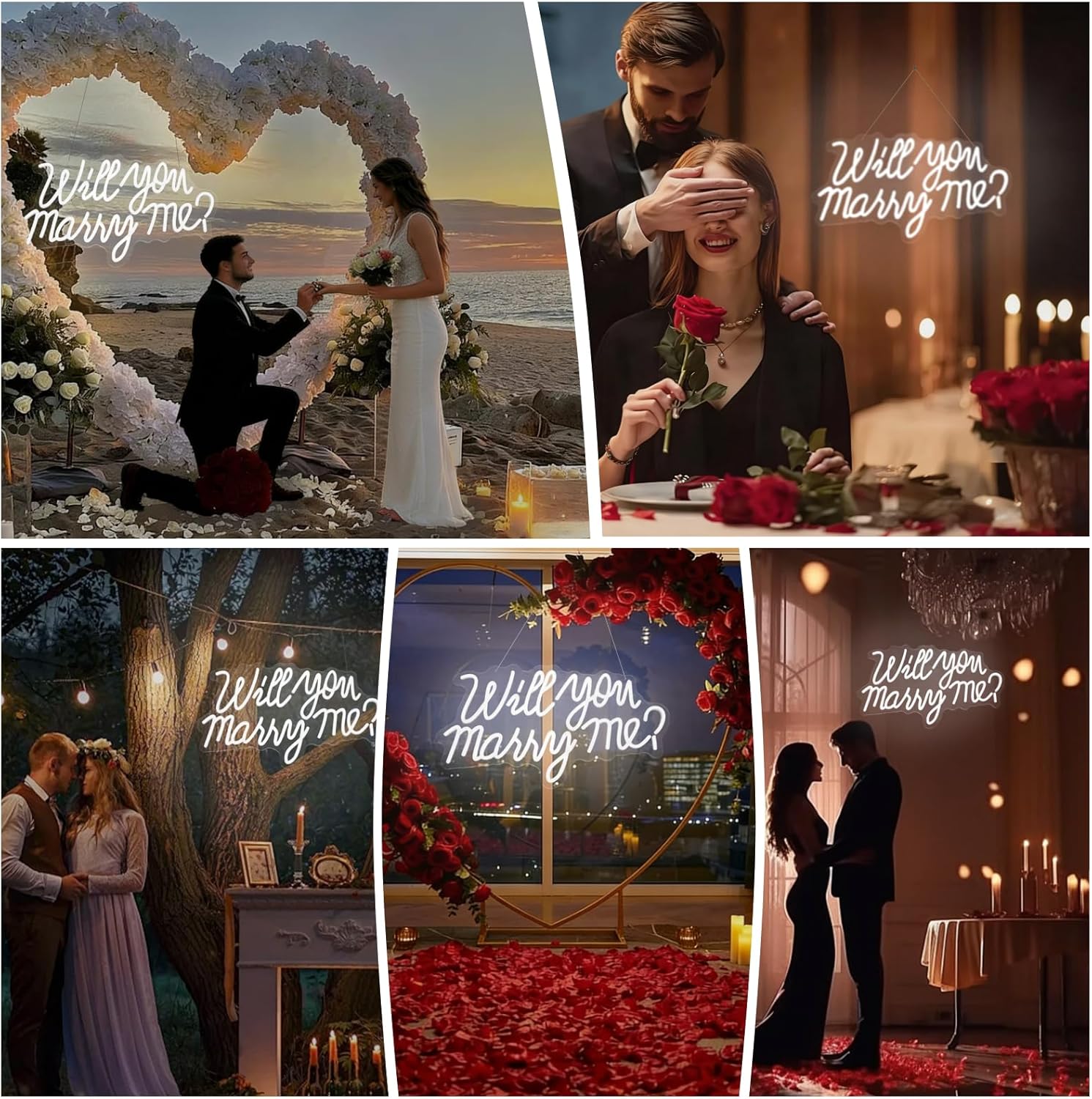 HMT Will You Marry Me Neon Sign Warm White LED Marry Me Light for Proposal Engagement Wedding Party Backdrop Wall Decor 19.7x11.8 Inch USB Powered Romantic Sign