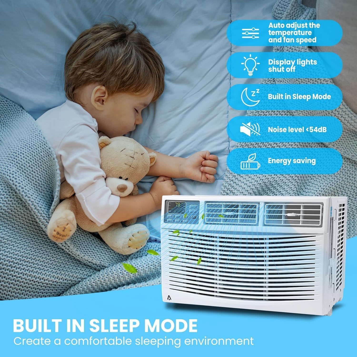 Window Air Conditioner,Fast Cooling., Energy Saving Window AC Unit with Remote Control & Timer Function & Easy Install Kit, Perfect for Small Bedroom (10000BTU with WIFI)