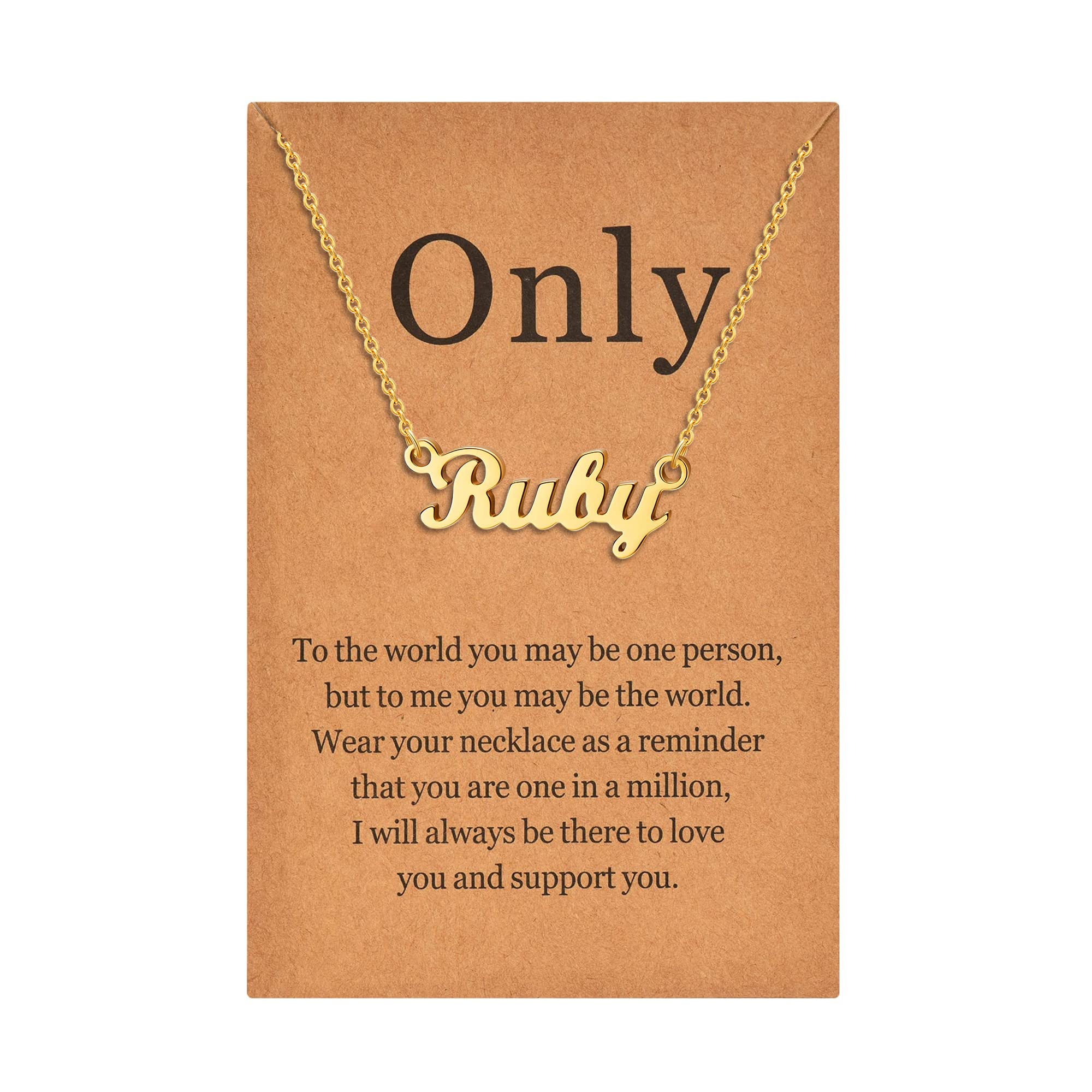 Lcherry Collar con nombre personalizado para mujer, chapado en oro, collar con placa de nombre, regalo para niñas
