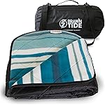 BRAWNTIDE Large Outdoor Waterproof Blanket - Thick Fleece, Warm, Windproof, Sandproof, Ideal for Camping, Picnics, Stadiums, Parks, Beaches, Includes Stuff Sack, Shoulder Strap (Teal Green)
