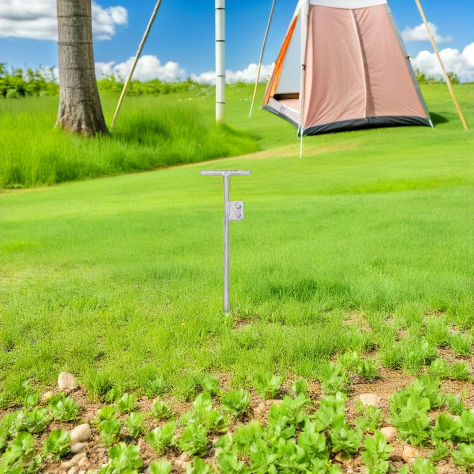 Asta di Messa Terra Zincata T Doppio Pali Portatili Anticorrosione per Protezione Elettrica Domestica Resistente e Facile da Installare per Recinzioni e Impianti di Terra