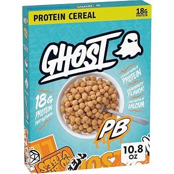 Ghost Peanut Butter Protein Cereal, 18g Protein, 6g Sugar, 10.8 oz | Good Source of Calcium, Crunchy Peanut Butter Puffs, Pairs with Ghost Whey, Great for Breakfast