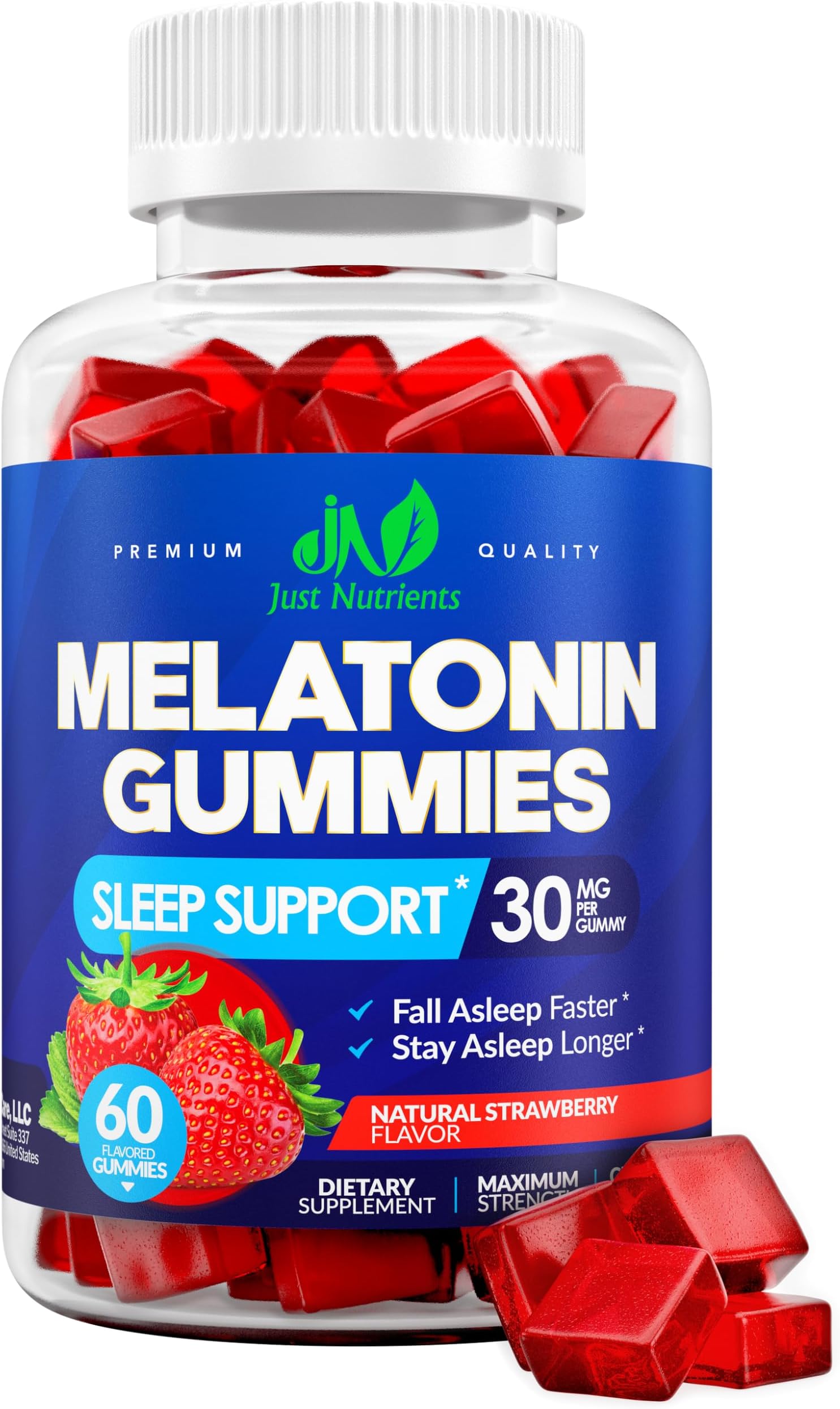 Melatonin 30mg Gummies for Adults, Zero Sugar (2 Month Supply) | Maximum Strength Sleep Support with 30mg of Melatonin Per Gummy - Gluten-Free, Vegetarian, Natural Strawberry Flavor