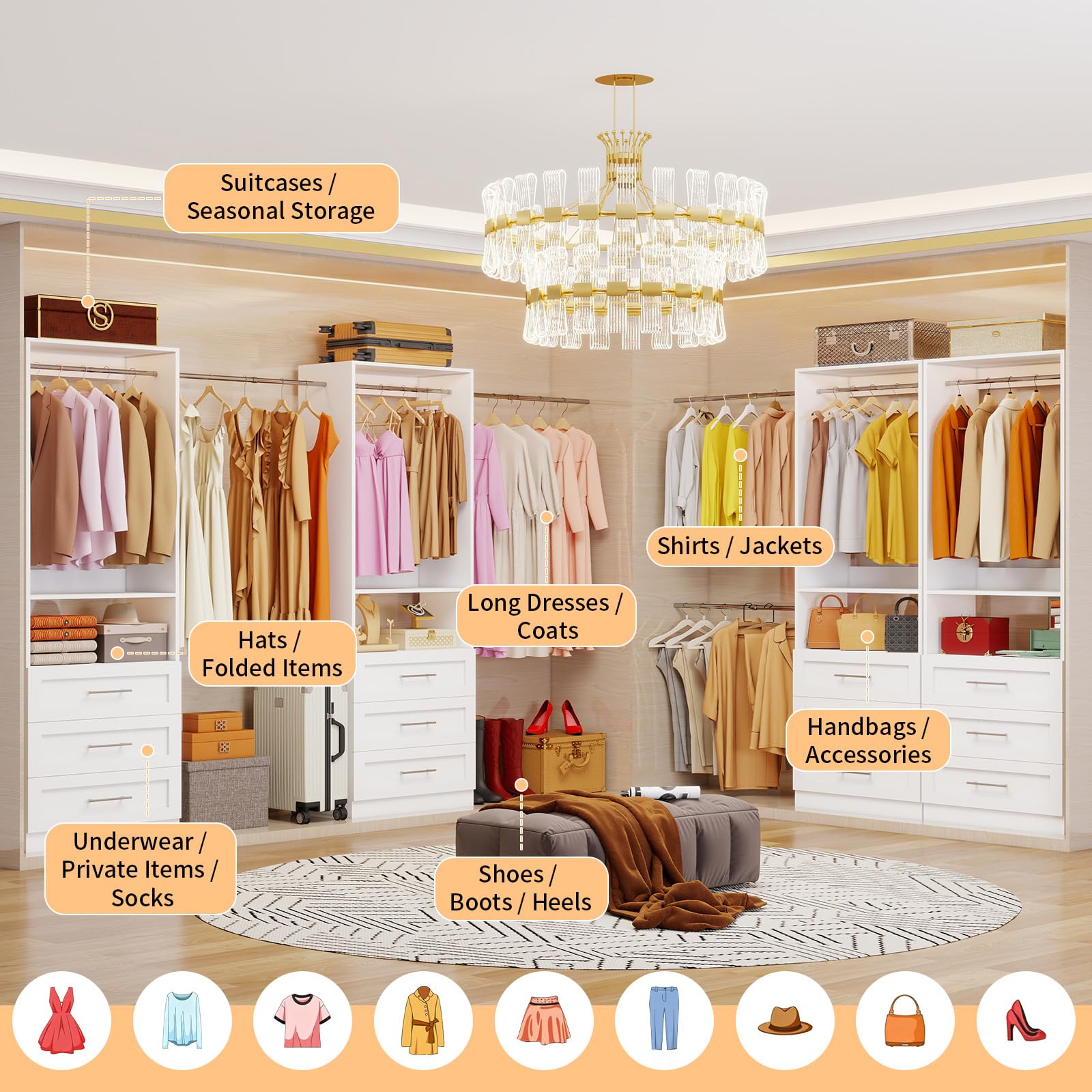 fastgo Closet System with 4 Sets, 8FT-21FT Customizable Closet Organizer System — product photo