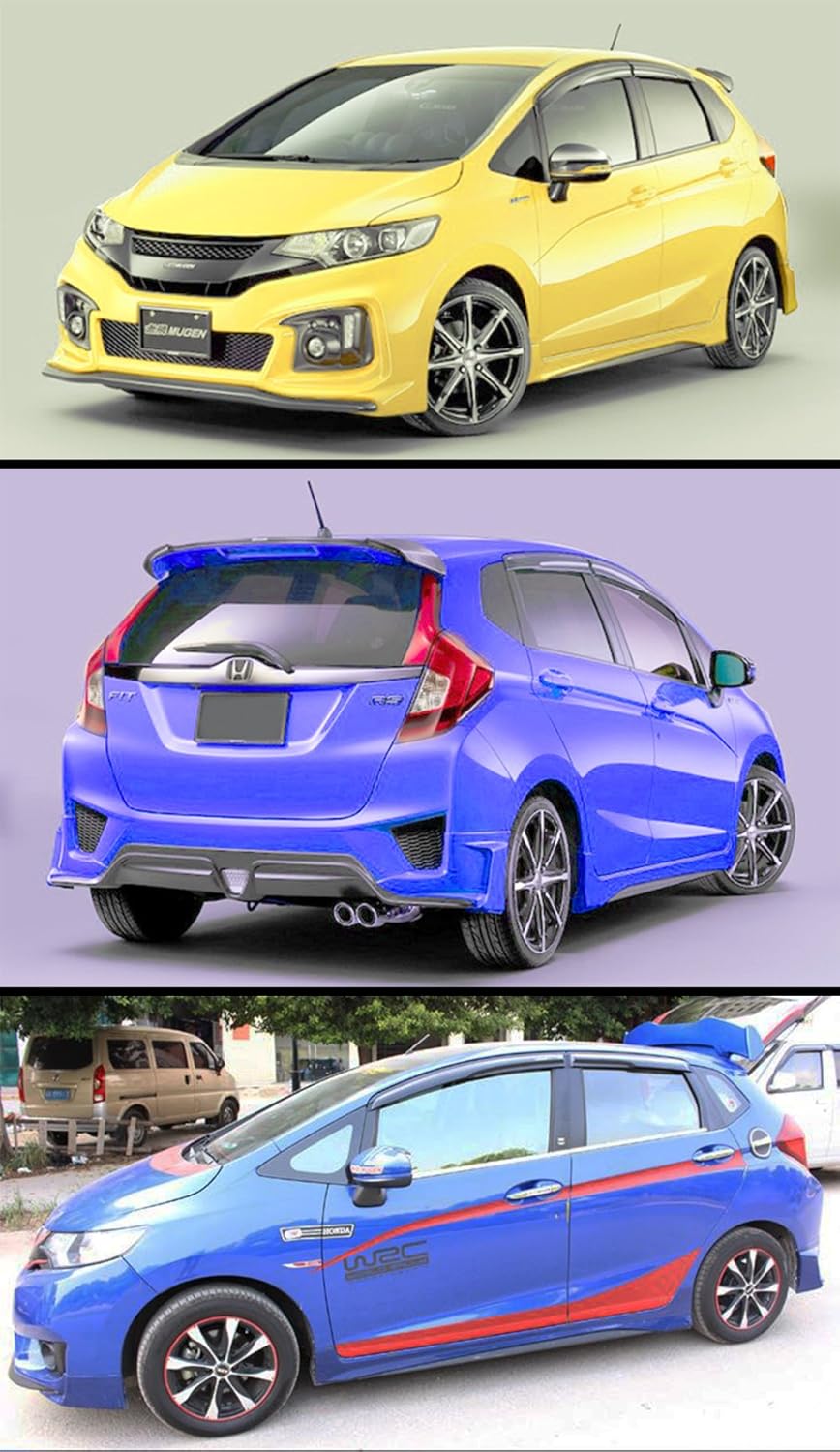 Cuztom Tuning JDM 3D Wavy Style Smoke Tinted Window Visor Vent Sun Shade Compatible with 2015-2019 3rd Gen Honda Fit Jazz Gk