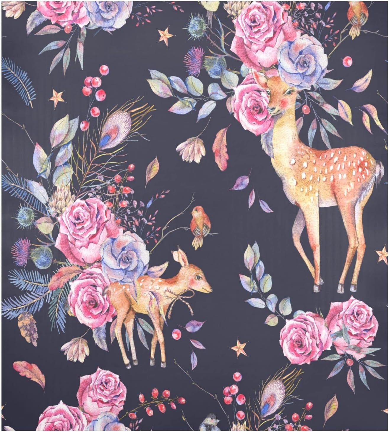 Watercolor Floral Cute Deer Dishwasher Fawn Vintage