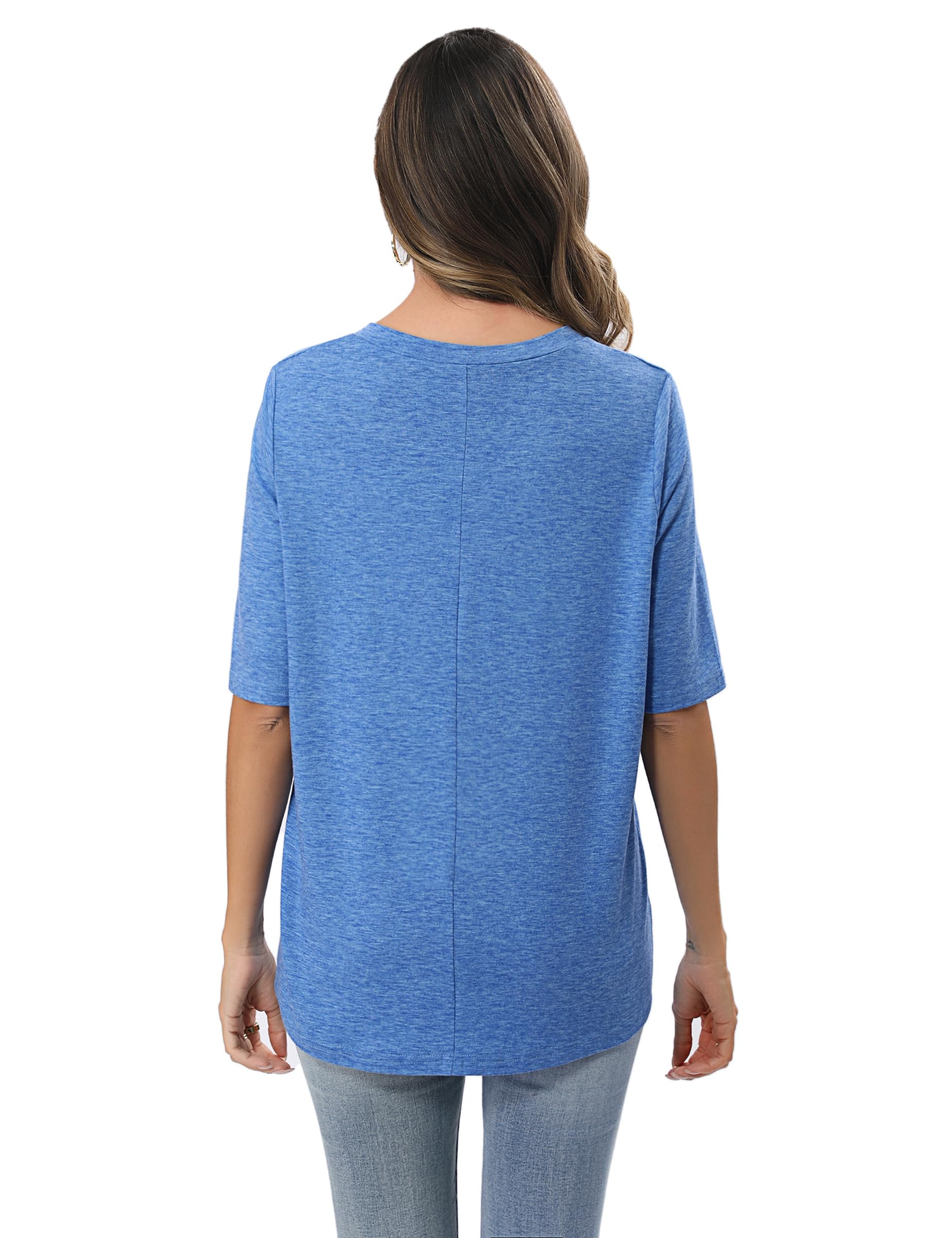 Litherday Damska koszulka oversize, dekolt w serek, krótki rękaw, luźna, basic, na lato, plus size, nadruk stokrotki, czas wolny, top, koszulki, bluzka